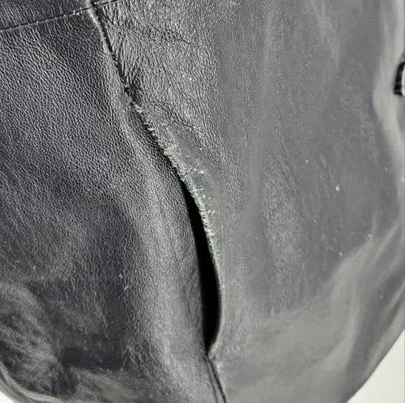 Chadwick Black Leather Button Front Jacket With Two Front Pockets Distressed XL - Picture 8 of 14